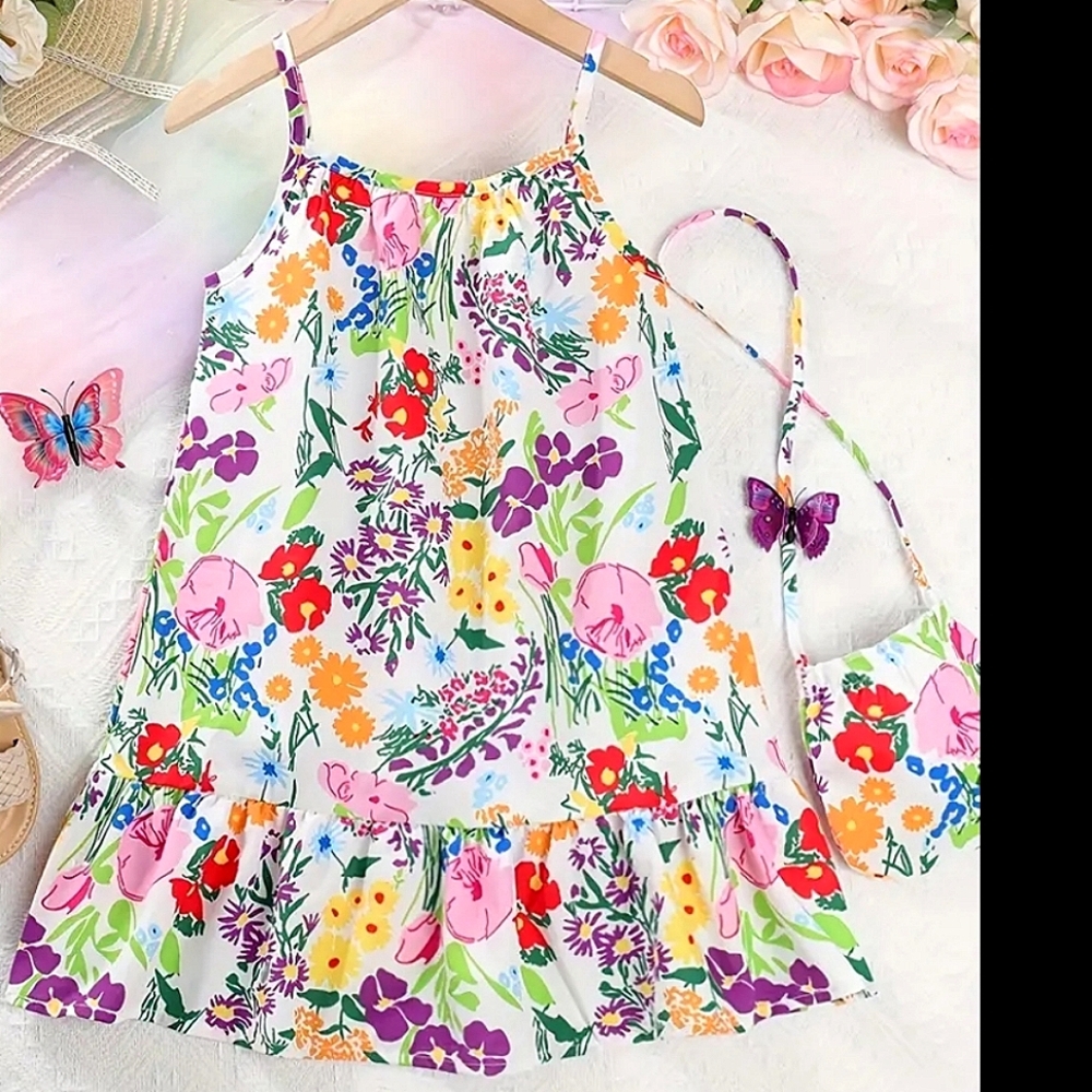 Sweet, cool, thin polyester little girl's dress 6x